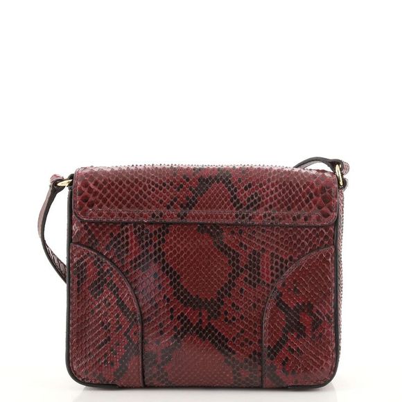 Burberry Buckle Flap Crossbody Bag Snakeskin Small Red - Picture 4 of 7